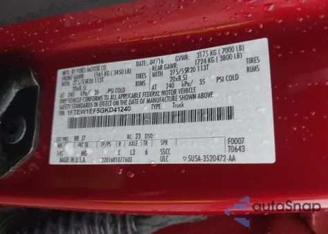 2016 Ford F-150 Xlt z USA, uszkodzony, nr VIN 1FTEW1EF5GKD41240